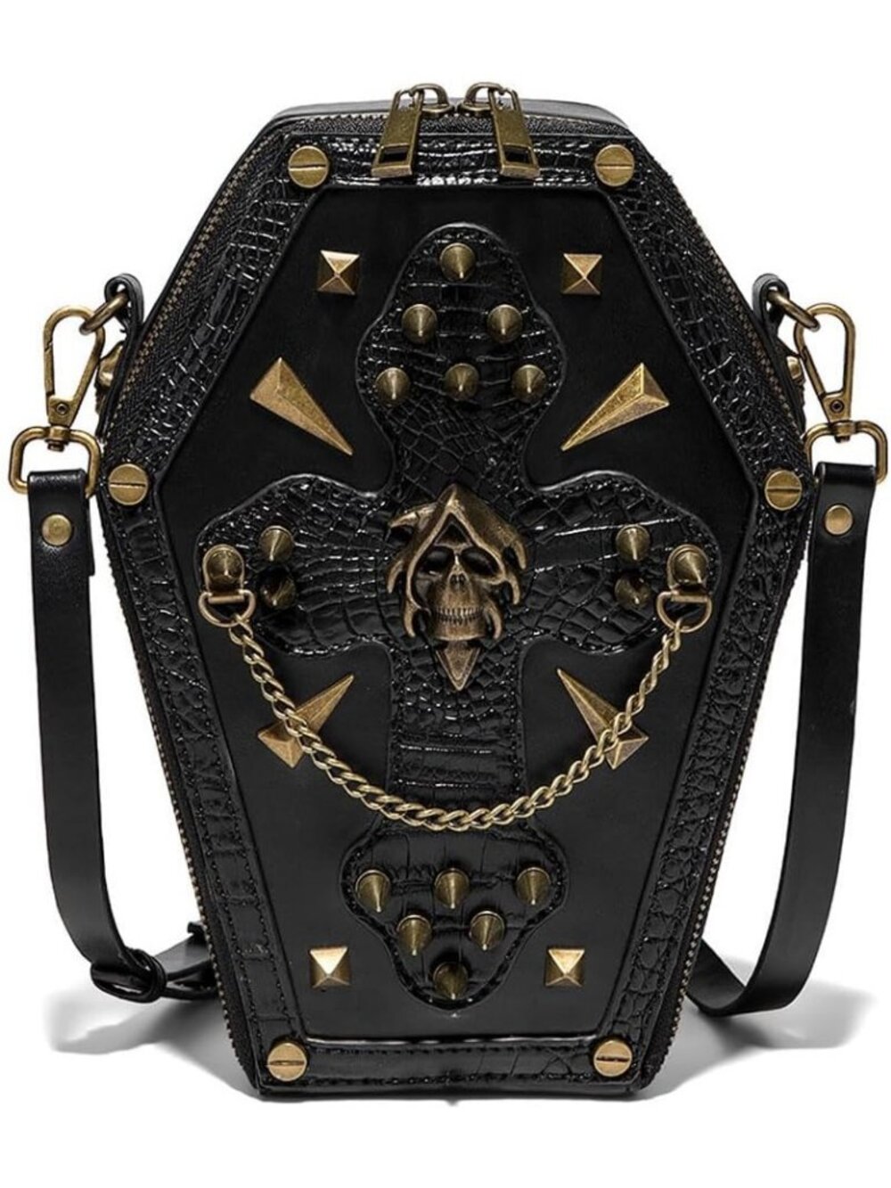 Women's Black1 Gothic Skull Crossbody Bag Purse Festival Shoulder Halloween